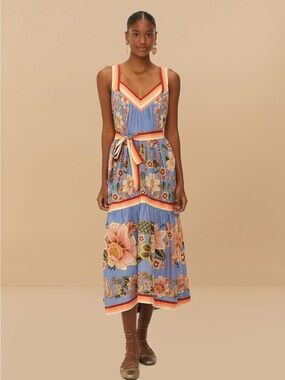 FARM Rio Blue Superbloom Tapestry Maxi
Dress XL Like New